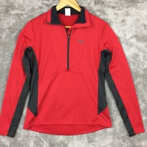 KARI TRAA Base Layer Top Womens Medium 1/4 Zip Thermal Mid Layer Polyester Red